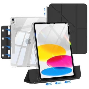 Imagem de JKSML Capa transparente para iPad A16 11ª geração 11 polegadas 2025 e iPad 10ª geração 11 polegadas 2022 com suporte de lápis removível, preta