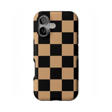 Imagem de Casely Capa para iPhone 17 | Fit Check | Tabuleiro xadrez preto e marrom | Design protetor arrojado | Compatível com MagSafe