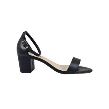 Imagem de Sandália Feminina Salto Médio Numeração Especial Marina Preta e Bege