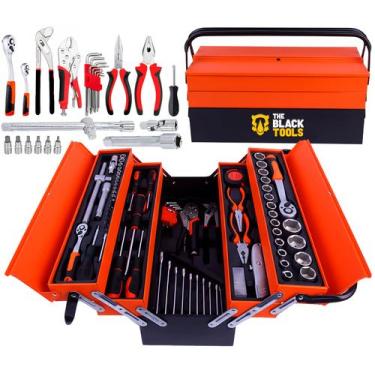 Imagem de Caixa Sanfonada Jogo Chaves Completo 85 Pçs Em Aço Crv The Black Tools