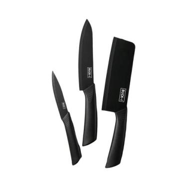 Imagem de Conjunto De Facas De Cozinha Em Aço Preto De Alta Qualidade 3/5 Peças 