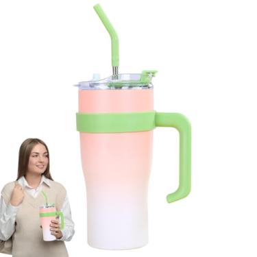 Imagem de Copo Térmico Em Aço Inoxidável | Copo Isolado 1.2L Com Tampa e Canudo - Garrafa Térmica A Vácuo,Para Uso Em Viagens Esportes Casa Academia Ar Livre Acampamento Escritório