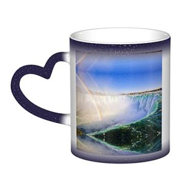 Imagem de Copo de café divertido das Cataratas do Niágara, copo de cerâmica que muda de cor sensível ao calor 12 Oz, para café/chá/leite/cacau, para adolescente/aniversário/festival/presentes