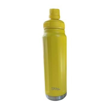 Imagem de Garrafa Térmica StayON Chicago 750ml – Aço Inox 304, Parede Dupla, Gelado por 24h, Tampa Antivazamento, Acabamento Premium, Livre de BPA – Ideal para Academia, Trabalho e Dia a Dia (Amarelo)
