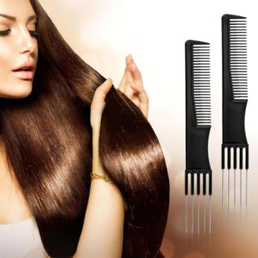 Imagem de 1 pente de corte de duas pontas, pente de corte de dentes finos feminino preto, adequado para todos os tipos de cabelo.