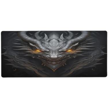 Imagem de Wassud Mouse pad dragão preto para jogos com base de borracha antiderrapante, mouse pad longo com borda costurada, impermeável grande mesa pad para escritório, casa, 89,9 cm x 39,9 cm