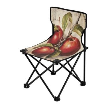 Imagem de Wassud Cadeira de acampamento, leve, portátil, gasta, vintage, maçãs, cadeira dobrável, tecido Oxford, cadeira de praia para jardim, praia, pesca