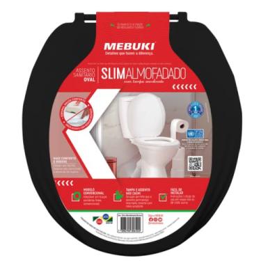 Imagem de Tampa Pra Vaso Sanitário Almofadado Compativel Com Bacia Lisboa Oval 1.6gpf 6.0lpf (Preto)