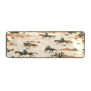 Imagem de Qilmy Tapete retrô Desert Troop Cowboy Runner 183 x 61 cm, antiderrapante, antifadiga, confortável, tapetes longos, para quarto, sala de estar, banheiro, corredores, Entrywa469