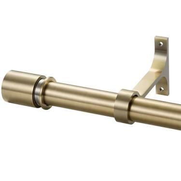 Imagem de Varões de cortina para janelas de 71 a 122 cm - acabamentos e suportes de alumínio - hastes decorativas de 2,5 cm - varão de cortina resistente ajustável - montado na parede e no teto - acabamento em