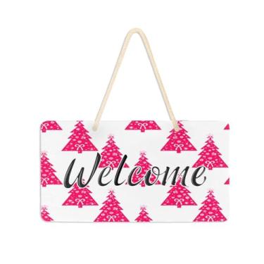 Imagem de Burbuja Placa de boas-vindas de pinheiros para porta da frente, placa de boas-vindas de PVC para decoração de férias de casa de fazenda, 15 x 28 cm