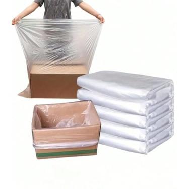 Imagem de 10 peças de sacos de armazenamento de plástico transparente extra grandes - resistente à poeira e umidade para roupas, cobertores para organização de guarda-roupa (100 x 120 cm)