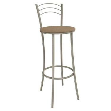 Imagem de Banqueta Kappesberg Petra, Nikel e Couro Marrom