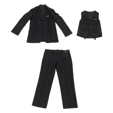 Imagem de aqxreight Conjunto de 3 Peças de Jaqueta Masculina, Colete e Calças, Gola Virada para Baixo, Bolso No Peito, 1 Botão, Ajuste fino? ​​Terno Preto 3XL Pode Projetar e Estilizar Uma Jaqueta Com um (2XL)