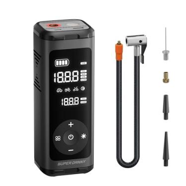 Imagem de Compressor de ar portátil para inflador de pneu, bomba de ar sem fio de inflação rápida SUPERDANNY de 1 minuto, compressor de ar elétrico de 12000 mAh para pneus de carro, display digital máximo de
