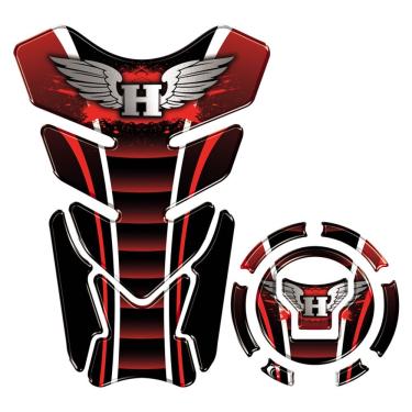 Imagem de Kit Protetor Tanque Adesivo Moto Honda Asa Acima 2018 Vermelho Vermelho