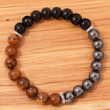 Imagem de Pulseiras elásticas com contas para mulheres, pulseira de hematita para proteção de força, cura, feita à mão, contas de cristal natural, One Size, Pedra, Sem Pedra Preciosa