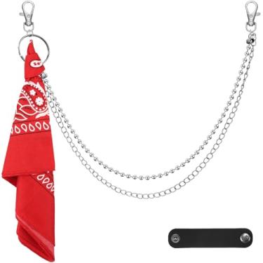 Imagem de PLwelth Bandana ocidental correntes de bolso hip hop corrente para mulheres homens vintage rapper rock jeans cinto corrente corrente chaveiro punk camadas carteira correntes declaração jóias