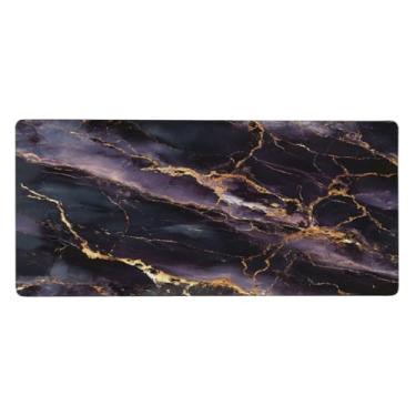 Imagem de Tapete de mouse grande em mármore roxo escuro à prova d'água para computador estendido tapete protetor de mesa antiderrapante base de borracha para escritório, computador, teclado, laptop e mesa de