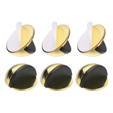 Imagem de PATIKIL 6 batentes de porta, batente de porta de aço inoxidável autoadesivo protetor de porta de cunha de metal meia lua redondo para parte inferior do chão da porta dentro dos quartos banheiros