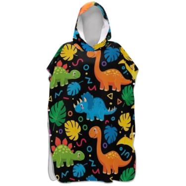 Imagem de Joisal Poncho de surfe para adulto trocador de roupas de banho de praia com capuz poncho masculino leve com capuz desenho animado colorido dinossauro