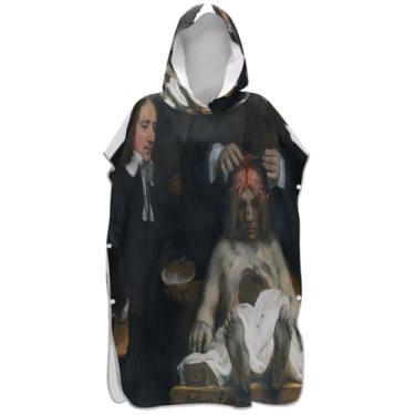 Imagem de Joisal Poncho de surfe plus size para adultos trocador de roupão de praia com capuz toalha pintura natação aula de anatomia ponchos adultos para mulheres