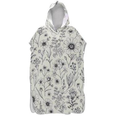 Imagem de Joisal Roupão vintage de flores silvestres bege para trocador de poncho de surf Adul toalha de banho com capuz unissex poncho adulto com capuz