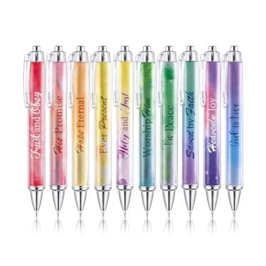 Imagem de Mr. Pen - Conjunto de canetas cristãs, pacote com 10, estilo gradiente, tinta preta, canetas de versículo bíblico, canetas cristãs para mulheres, canetas bíblicas que não vazam, canetas