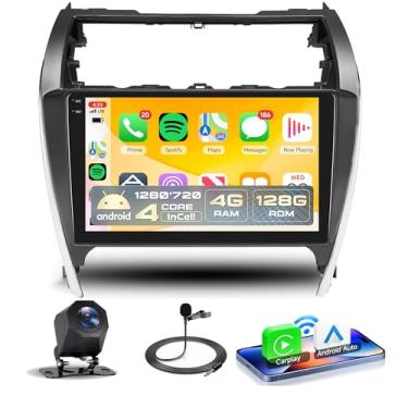 Imagem de Rádio estéreo 4G + 128G Android 15 para Toyota Camry 2012 2013 2014, Rimoody Carplay, tela sensível ao toque de 10,1 polegadas, navegação GPS, WiFi, EQ, Bluetooth, rádio FM e conexão espelhada +