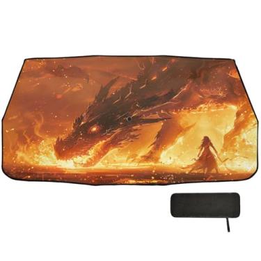 Imagem de Toldo de carro dobrável gigante que respira fogo pára-brisa guarda-chuva proteção solar para carro 147 x 75 cm acessórios de carro