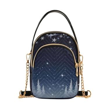 Imagem de GAIGEO Bolsa tiracolo xadrez vermelha e preta e flocos de neve com alça removível, bolsa transversal feminina, Natal - 4, One Size