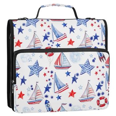 Imagem de Fichários rosa com 3 anéis de 3 cm anel D bandeira americana pasta organizadora de portfólio de armazenamento com alça escolar bolsa com alça de ombro