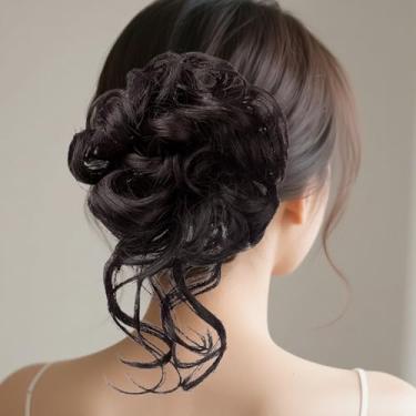 Imagem de Peça de cabelo para coque bagunçado | Extensão de coque de cabelo com clipe de garra para mulheres | Acessórios de estilo, suporte de rabo de cavalo, postiços de cabelo para casamento, namoro, festa
