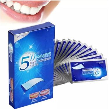 Imagem de Fitas Branqueadoras de Dentes 5D White, Tiras de Clareamento Dental com Sabor Menta, Refrescante e Confortável 7 envelopes contendo 14 fitas