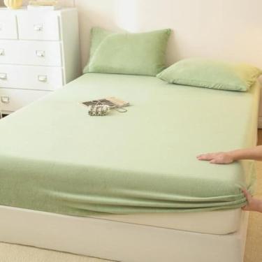 Imagem de Lençol de baixo de pelúcia ultramacio com bolso profundo, capa protetora de colchão, conjunto de cama para todas as estações, elástico ultra elástico de 360 graus, para quartos tipo 08||120 x 200 cm