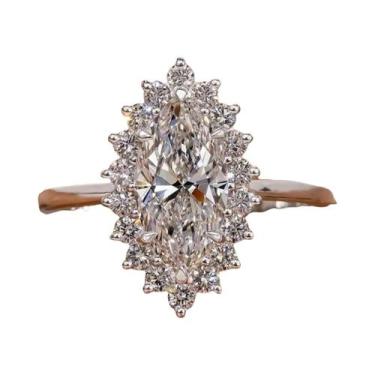 Imagem de Anel De Noivado E Casamento Feminino Em Prata Esterlina 925 Com Zircôn