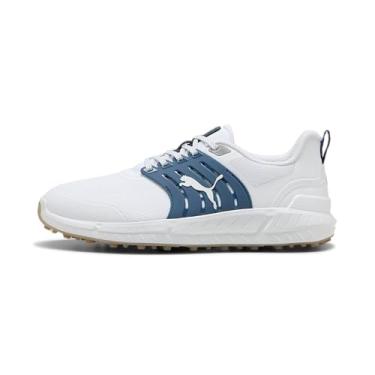 Imagem de PUMA Tênis de golfe masculino Ignite Elevate 2 Tour, Puma Café branco-gelo - índigo escuro, 40