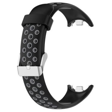 Imagem de AHGDDA Pulseira de silicone para Xiaomi Band 9 8, pulseira de substituição para relógio inteligente respirável de duas cores para Xiaomi MiBand 8/9 (cinza preto)
