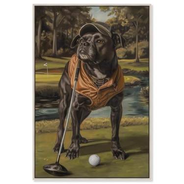 Imagem de Art Remedy Retratos vintage de lona de filhote de golfe, moldura prateada, 40,6 cm x 61 cm