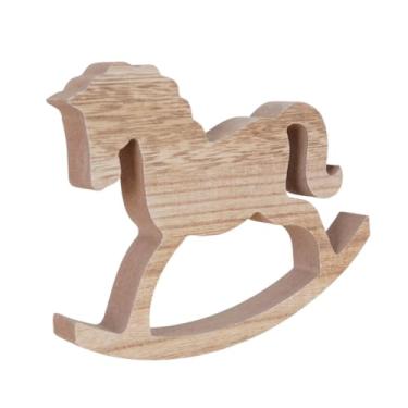 Imagem de Esquirla Cavalo de balanço decorativo de madeira, estatueta de cavalo de balanço, peça de arte criativa e, ornamento para mesa, quarto ou estante.