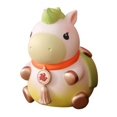 Imagem de Generic Estátua de Cavalo Artesanal Ornamento Porquinho Cofrinho Cofrinho Estatueta Decorativa para Festa da Primavera Escritório Quarto Aniversário Presente, Verde Grande