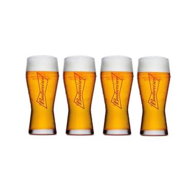 Imagem de Jogo de Copos para Cerveja Budweiser Transparente 4 Peças - GLOBIMPORT