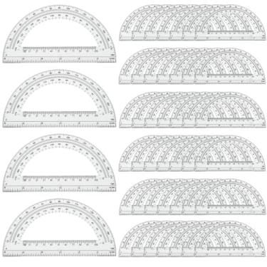 Imagem de CertBuy Pacote com 48 réguas transferidoras de plástico transparentes de 15 cm de matemática 180 graus para desenho de geometria