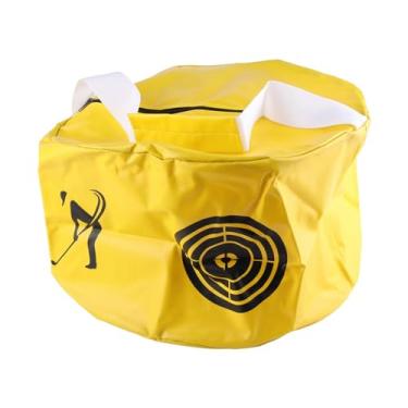 Imagem de Naroote Auxiliares de Treinamento de Balanço de Golfe de 2 Cores Smash Impact Contact Power Golfer Saco de Prática para Corrigir Postura e Melhorar o Treinamento de Precisão, Adequado para (Amarelo)