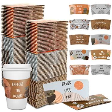 Imagem de Dingion Pacote com 1000 mangas de xícara de café ondulado manga descartável motivacional para inspirar bebidas frias ou quentes chocolate café chá, serve para copos de papel de 340 g 473 ml