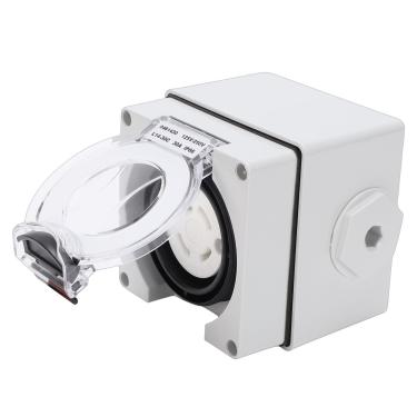 Imagem de YWBL-WH Caixa de Entrada de Energia do Gerador, Plugue Fêmea Com Trava Giratória 30a L14 30c Com Capa de Mola à Prova de Intempéries, para Uso Externo do Gerador