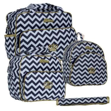 Imagem de Kit Bolsa Bebê Saída Maternidade Mochila Azul Menina/Menino - Plike Ba