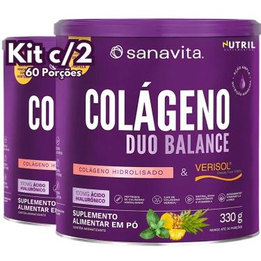 Imagem de Kit 2X Colágeno Duo Balance em pó Verisol e Ácido Hialurônico Hyaluronic Hidrolisado Sanavita-Unissex