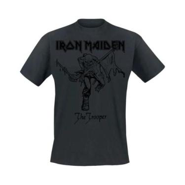 Imagem de Camiseta Masculina Escura E Solta Com Estampa Gráfica Iron Maiden Rock