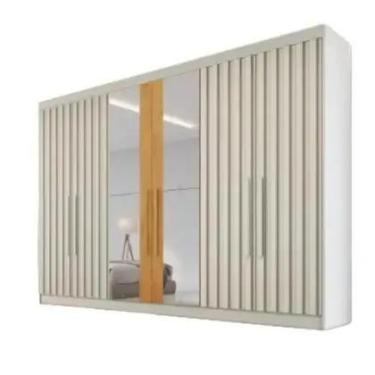 Imagem de Guarda Roupa 6 Portas 4 Portas Ripadas Potente com Espelho MDF Móveis 